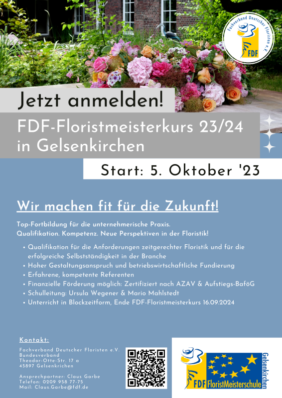 Plakat FDF Meisterschule Start 6.10.2023